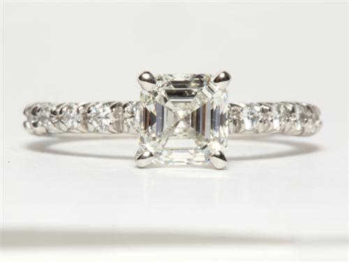 Platinum 1.06 Asscher cut Pave Rings