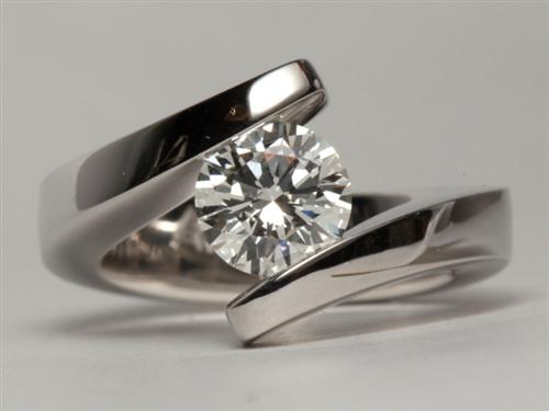 White Gold 1.01 Round cut Tension Set Rings