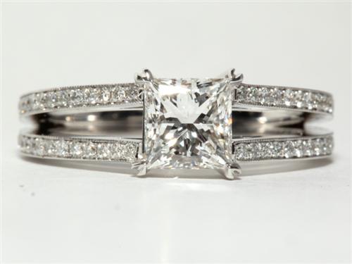 White Gold 1.02 Princess cut Micropave Ring