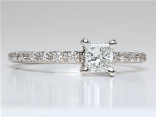 Platinum 0.41 Princess cut Pave Ring Setting