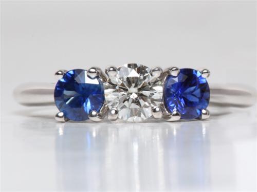 White Gold 0.48 Round cut Emerald Cut Rings