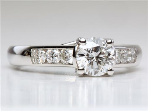 Platinum 0.68 Round cut Channel Set Diamond Engagement Rings
