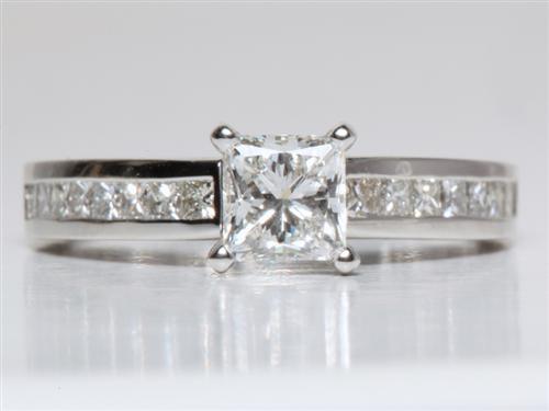 Platinum 0.81 Princess cut Channel Cut Ring