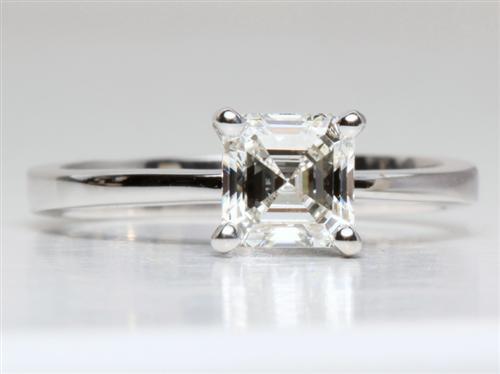White Gold 1.23 Asscher cut Engagement Ring