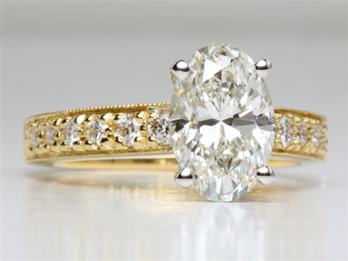 Gold 2.16 Oval cut Pave Rings