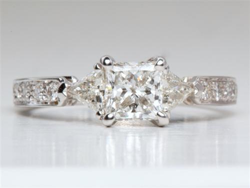 White Gold 0.71 Princess cut Diamond Pave Rings