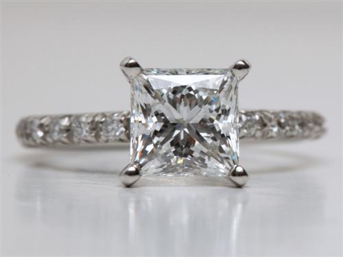 Platinum 2.01 Princess cut Micro Pave Rings