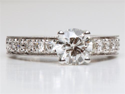White Gold 0.90 Round cut Pave Ring Mountings