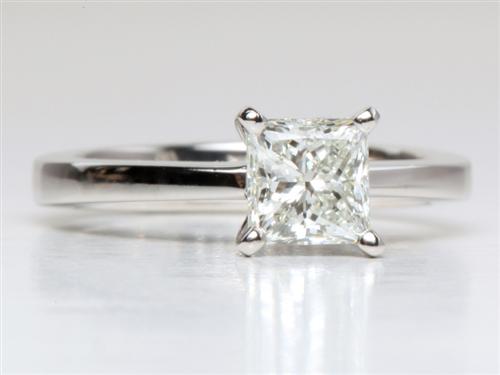 Platinum 0.81 Princess cut Diamond Solitaire Engagement Ring