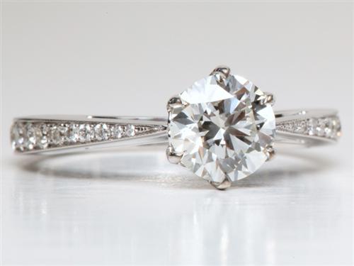 White Gold 1.00 Round cut Pave Setting Rings