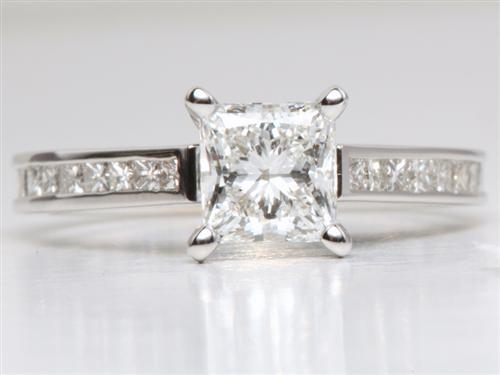White Gold 1.15 Princess cut Channel Engagement Ring