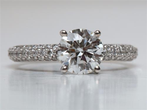 White Gold 1.42 Round cut Pave Diamond Rings