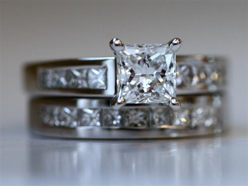 Platinum 1.01 Princess cut Bridal Set Wedding Rings
