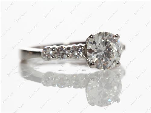 Platinum 1.41 Round cut Engagement Ring With Sidestones