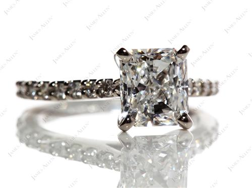 Platinum 1.72 Radiant cut Engagement Rings With Side Stones