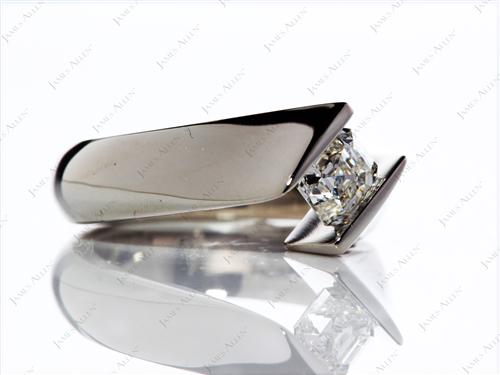 Platinum 1.00 Asscher cut Tension Set Rings