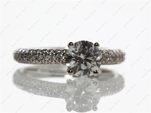 Platinum 1.04 Round cut Micro Pave Ring