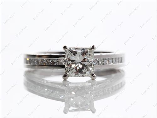 Platinum 1.11 Princess cut Channel Set Diamond Rings