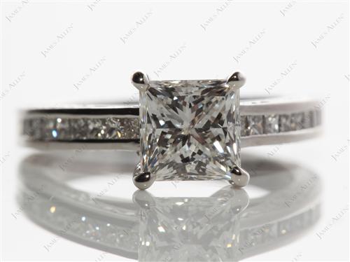 Platinum 1.50 Princess cut Channel Set Engagement Ring