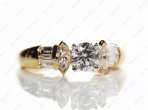 Gold 0.50 Round cut Side Stone Engagement Rings