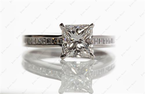 Platinum 1.51 Princess cut Channel Engagement Rings