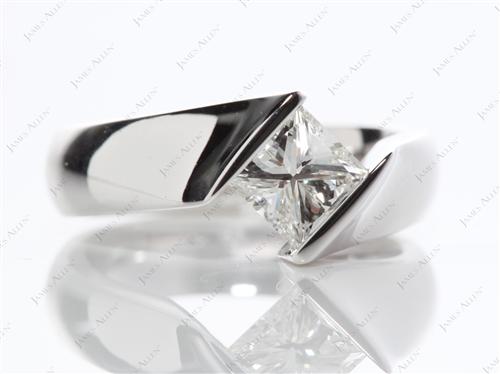 White Gold 1.31 Princess cut Tension Set Diamond Ring