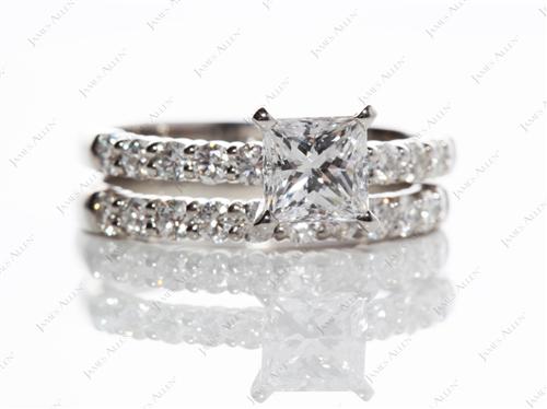 Platinum 1.10 Princess cut Pave Wedding Sets