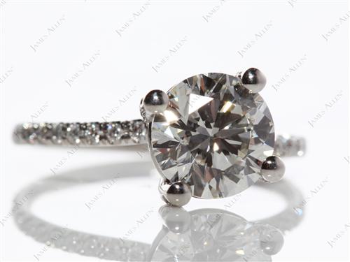 Platinum 1.88 Round cut Micro Pave Engagement Rings