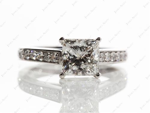 Platinum 1.73 Princess cut Diamond Pave Rings