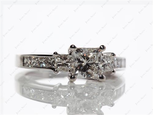 White Gold 1.00 Princess cut Diamond Ring