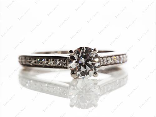 Platinum 0.61 Round cut Pave Diamond Ring