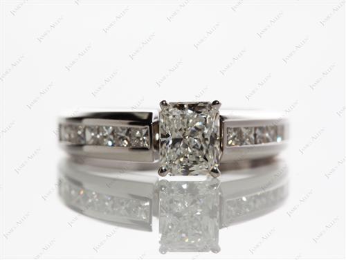 White Gold 0.75 Radiant cut Channel Set Diamond Engagement Rings