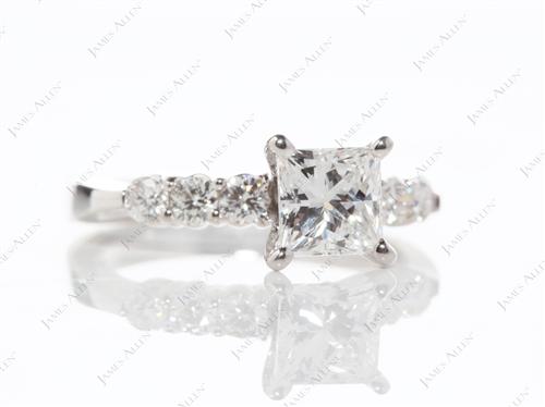 White Gold 1.11 Princess cut Diamond Ring With Side Stones