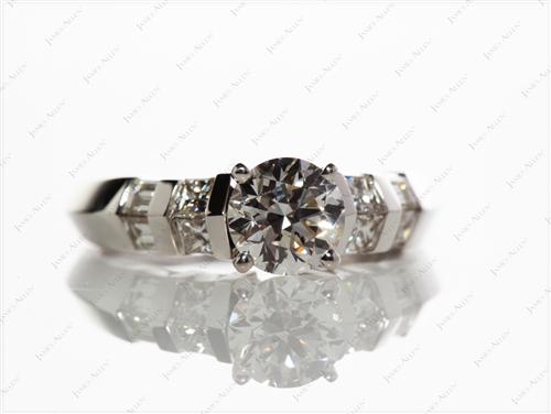 White Gold 1.01 Round cut Diamond Rings With Side Stones