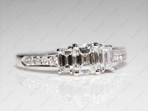 White Gold 0.70 Emerald cut Sidestone Engagement Ring