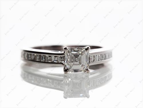 White Gold 0.77 Emerald cut Channel Setting Engagement Ring