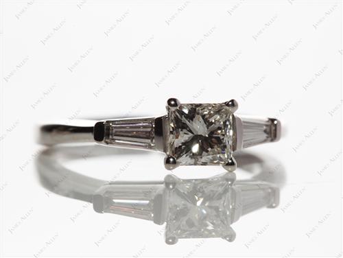 White Gold 0.71 Princess cut Diamond Ring With Side Stones