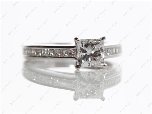 White Gold 0.80 Princess cut Channel Set Diamond Rings
