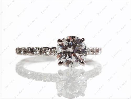 White Gold 1.25 Round cut Engagement Ring Micro Pave