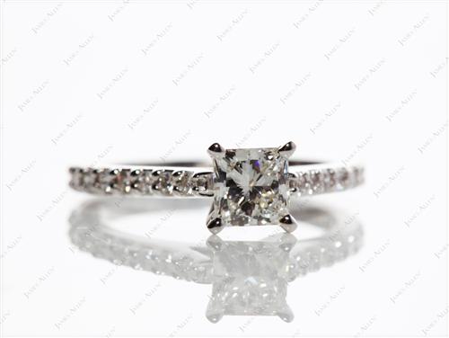 White Gold 0.73 Princess cut Engagement Ring With Side Stones
