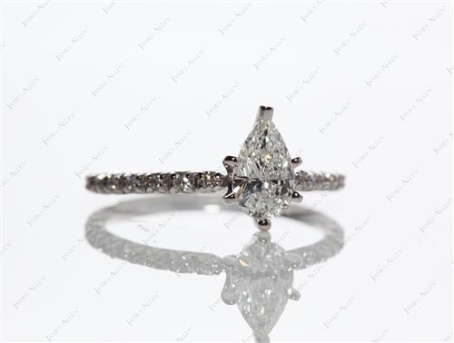 White Gold 0.56 Pear shaped Pave Diamond Ring