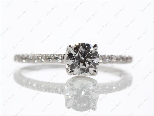 White Gold 0.72 Round cut Engagement Rings Pave