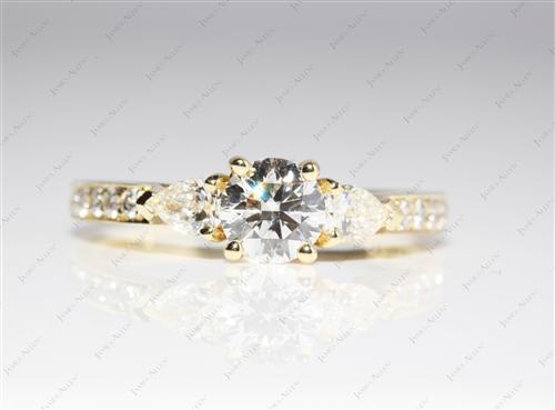 Gold 0.63 Round cut Engagement Ring With Sidestones