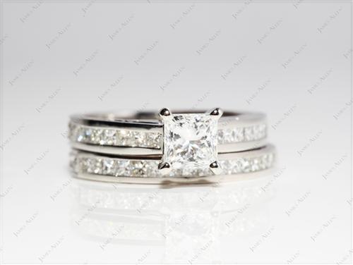 Platinum 1.01 Princess cut Diamond Wedding Rings