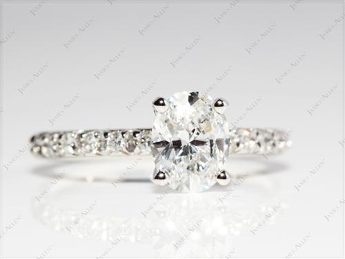 Platinum 1.18 Oval cut Pave Ring Settings