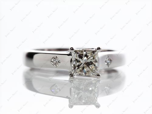 White Gold 0.71 Princess cut Solitaire Ring Setting