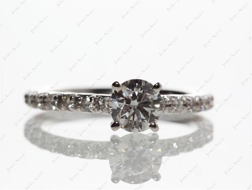 White Gold 0.70 Round cut Pave Ring Mountings