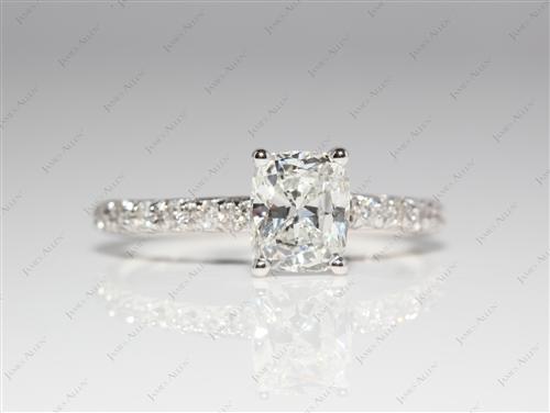 White Gold 1.14 Cushion cut Pave Diamond Ring