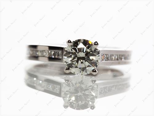 Platinum 1.20 Round cut Channel Setting Engagement Ring