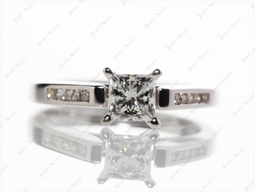 White Gold 0.59 Princess cut Channel Setting Engagement Ring
